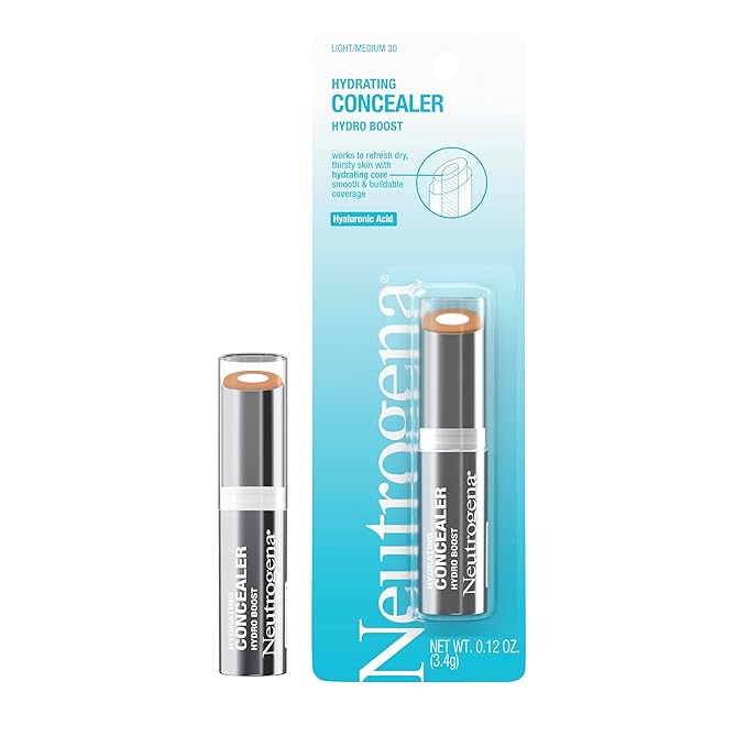 Neutrogena Hydro Boost Hydrating Concealer Stick for Dry Skin, Oil-Free, Lightweight, Non-Greasy and Non-Comedogenic Cover-Up Makeup with Hyaluronic Acid, 30 Light/Medium, 0.12 Oz-VivaGrace Women