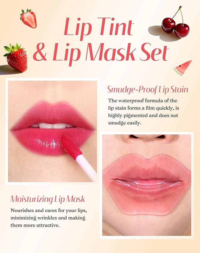 Lip Tint Stain Set, Lip Stain Long Lasting Lightweight Waterproof, Transfer-Proof, Non-sticky, Lip Makeup Matte Finish-VivaGrace Women
