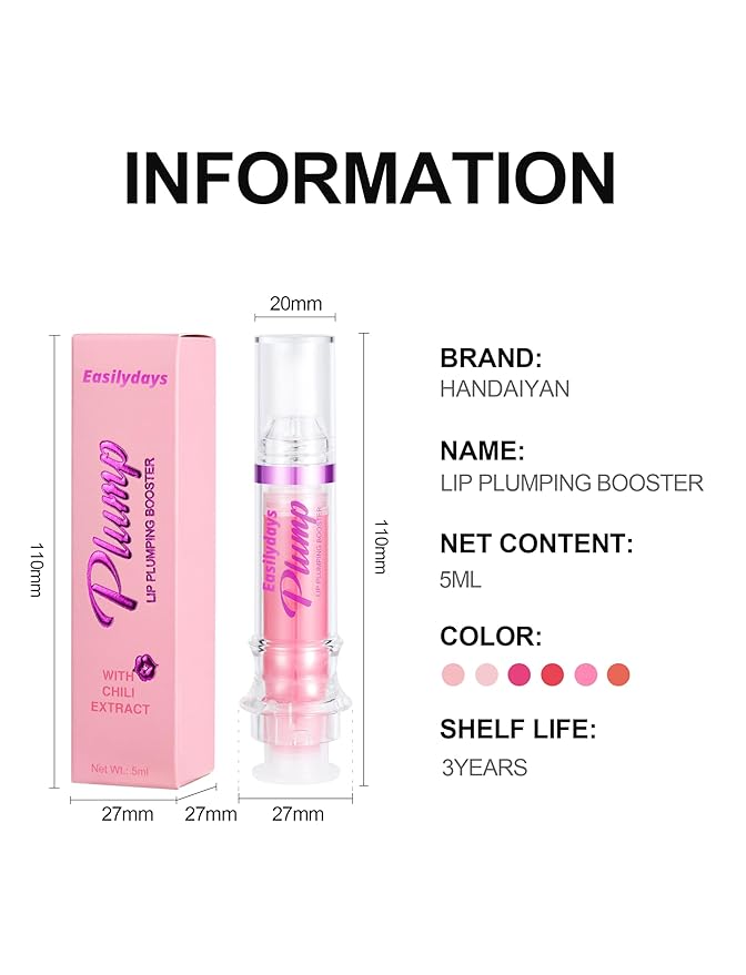 3 Colors Lip Plumping Booster, Spicy Lip Plumper Gloss Lip Oil, Ultra-Hydrating & Nourishing Glossy Finish Fuller Natural Lip Gloss, Plump & Pout Lip Plumper for Women Girls, Set #01,02,03-VivaGrace Women