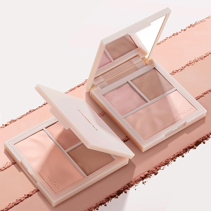 3 Colors Blush Palette For Cheek Makeup, Matte Blush Powder Blendable Face Blush,12H Longlasting, Lightweight, Smooth Pink Blush, Sunset Orange, 0.37Oz-VivaGrace Women