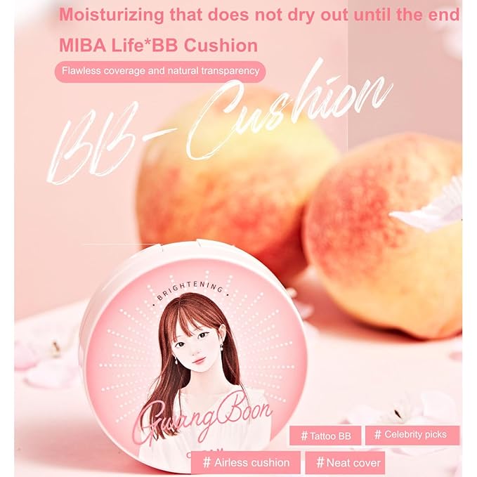 MIBA Ion Calcium Mineral BB Cushion 12g / 0.42 oz. Airless Cushion BB Cream, Moisturizing Finish.-VivaGrace Women