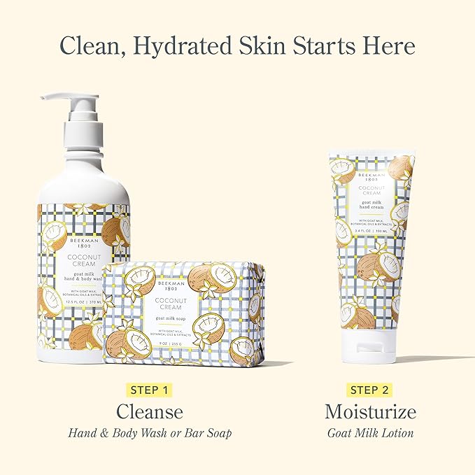 Beekman 1802 Goat Milk Hand Wash, Coconut Cream - Scented - 12.5 fl oz - Cleanses, Nourishes & Hydrates with Aloe Vera & Jojoba Seed Oil - Microbiome Friendly - No Irritation - Good for Sensitive Skin