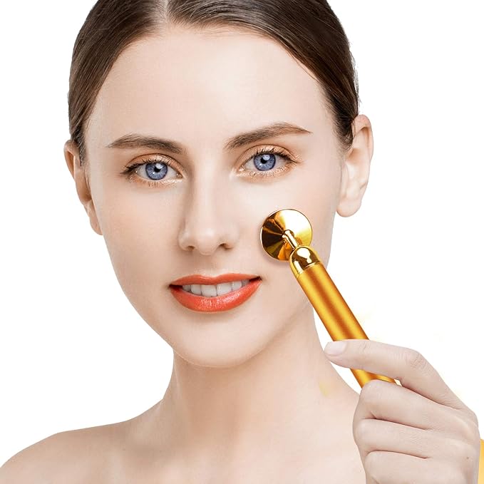 3-IN-1 Electric Jade Roller 3D Roller Facial Roller & Face Massager,Gold-VivaGrace Women
