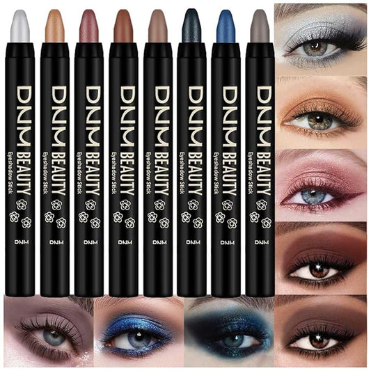 Kaely 8Pcs Cream Eye Shadow Sticks Set, Matte Shimmer Eyeliner Pencil Eyeshadow Palette Makeup, Eye Highlighter Brightener Stick for Older Women Waterproof Pigmented, sombras para ojos 07-VivaGrace Women