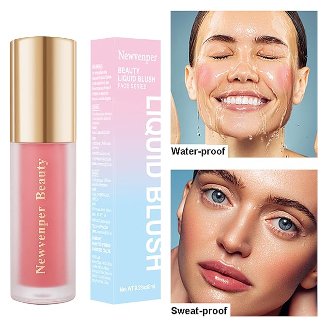 Face Blush with Brush Liquid Blush for Cheeks Long Lasting & Smooth Creamy Formula Lightweight Blush Stick Blush Wand Crystal Pink-VivaGrace Women