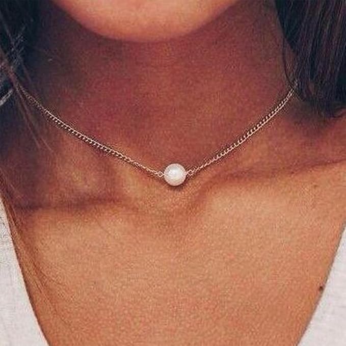 Bohemia Layered Y Lariat Choker Necklace Long Rhinestone Tennis Chain Necklace Floating Pearl Choker Necklace Gold Y Drop Necklace Chain Jewelry for Women and Girls-VivaGrace Women