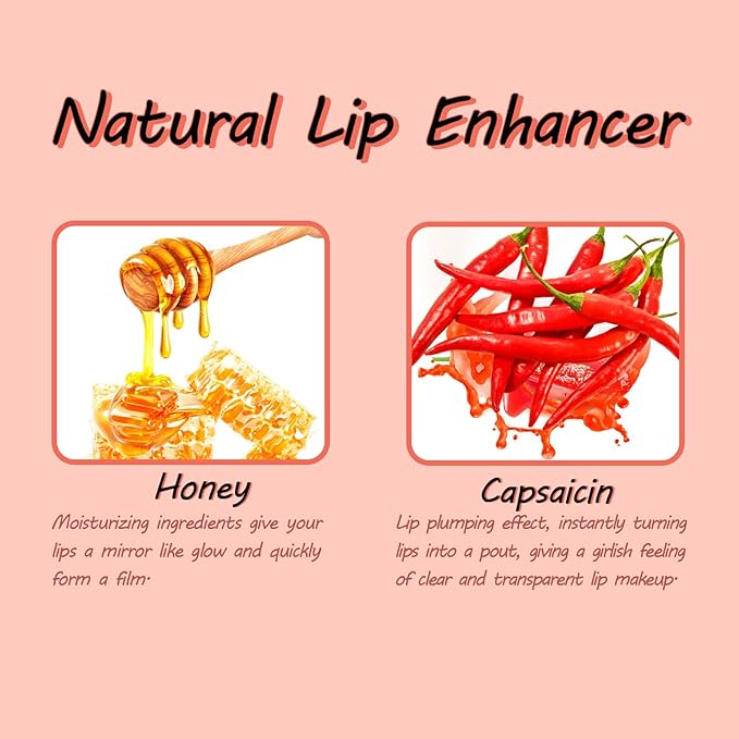 Lip Plumper Gloss 3 Colors Set,Natural Lip Plumping Oil and Lip Care Serum Enhancer for Fuller Booster Balm Moisturizing Hydrating&Reduce Fine Lines Nourishing Non-sticky Lips Mask Makeup-VivaGrace Women