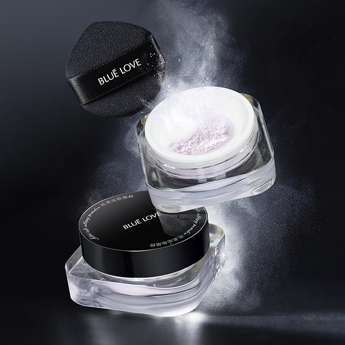 BLUE LOVE Setting Powder Makeup for Oily Skin, Oil Control Smooth Face Makeup Powder Foundation, Waterproof Setting Powder Compact, Oil Control Face Pressed Loose Powder(Purple)-VivaGrace Women