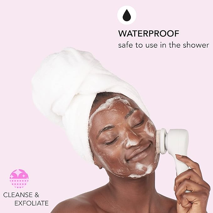 skn by conair Daily Glow Facial Cleansing Brush, All-in-One Facial Brush Includes 3 Interchangeable Attachments for Complete Cleansing, Exfoliation, and Rejuvenation-VivaGrace Women