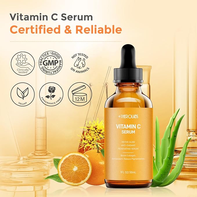 2 Packs Vitamin C Serum for Face –Anti Aging Face & Eye Serum, Hyaluronic Acid, Reduce Fine Lines, Dark Spots and Wrinkle-VivaGrace Women