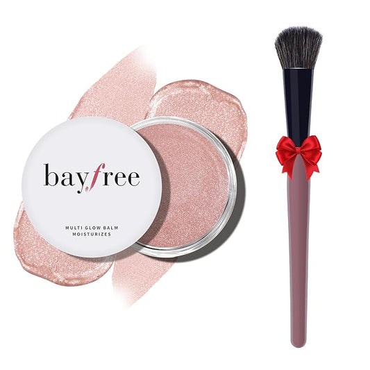 Multi Cream Blush & Blush Brush Set, Korean Makeup Blush for Cheeks, Multi-Use Face Balm, Lightweight & Hydrating, Blendable Color, Non-Greasy, Soft Bristles for Radiant Finish (Dewy)-VivaGrace Women
