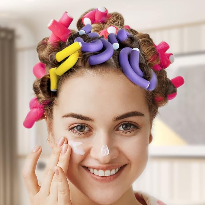 30Pcs 9.45" Flexible Curling Rods No Heat Hair Rollers Curlers with 3 Sizes Foam Curlers Hair Rods for Short and Long Hair-VivaGrace Women