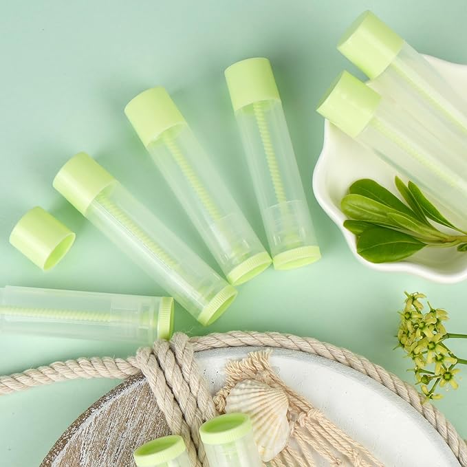 LotFancy Lip Balm Tubes Empty, 60PCS 5.5ml (3/16 Oz), Clear Lip Balm Container Tubes with Green Caps, BPA Free & Leak Free, Refillable-VivaGrace Women