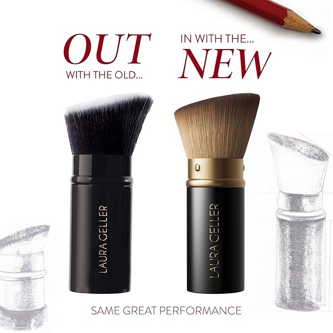 LAURA GELLER NEW YORK Retractable Black Kabuki Brush for Liquid, Cream and Powder Face Makeup With Aluminum Handle-VivaGrace Women