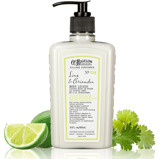 C.O. Bigelow Lime Coriander Body Lotion, Village Perfumer Moisturizing Body Lotion with Aloe Vera, Borage Oil & Olive Oil, 10 Fl Oz-VivaGrace Women