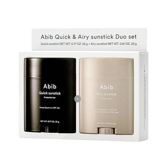 Abib Airy & Quick Sunstick DUO Broad Spectrum SPF50+ 1.58 oz / 45g (Semi-matte & Glowing) | Korean Suncreen Stick Suncare Sunblock, No Whitecast, Protector Solar Barra, Water resistant-VivaGrace Women