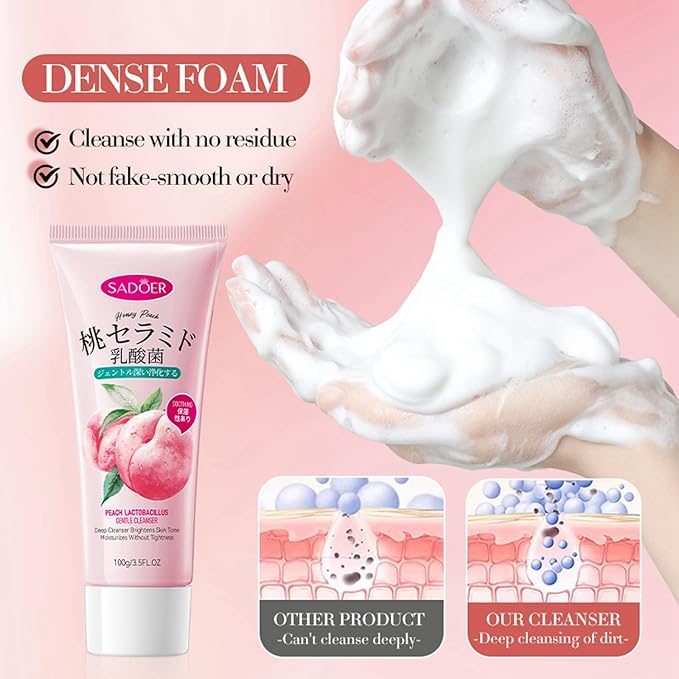 Peach Skincare Sets For Teen Girls, Complete Skin Care Routine With Facial Moisturizer, Face Cleanser, Face Mask, Peach Serum, Hand Cream & Toner, 7-In-1 Facial Skincare Set For Women-VivaGrace Women