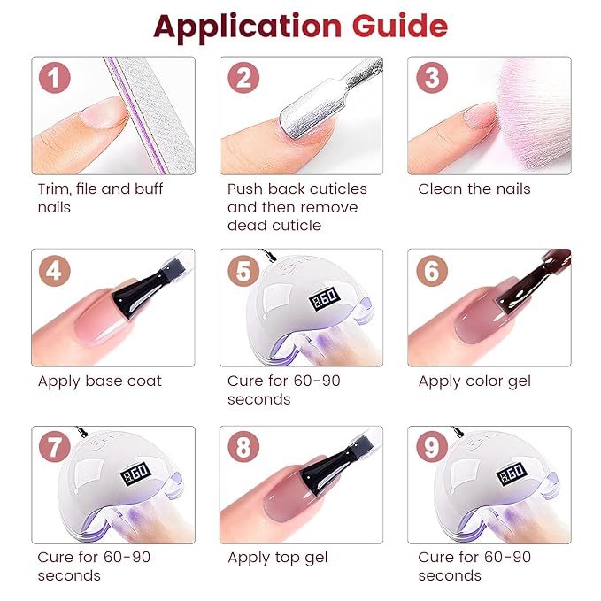 RARJSM Nude Jelly Gel Nail Polish Set 6pcs Clear Crytal Glass Pale Gray Pink Cherry Red Series Transparent Sheer Amber Milky Gel Varnish LED UV Curing Requires Soak off French Manicure Home Salon-VivaGrace Women