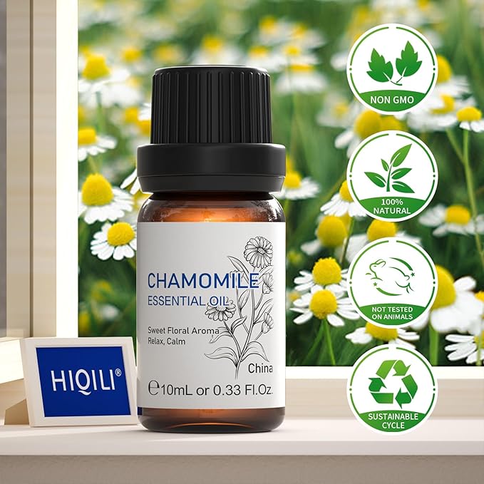 HIQILI 0.33 Fl Oz Chamomile Essential Oil, Air Purifying, Relaxing, Skin Care, Can be Added to Fresheners, Foot Baths, Body Lotions Use - 10ml-VivaGrace Women
