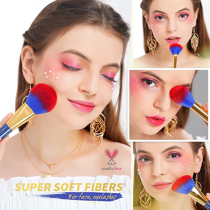 Docolor Makeup Brushes 19Pcs Makeup Brush Set Premium Gift Synthetic Powder Kabuki Foundation Contour Blush Concealer Eye Shadow Blending Liner Make Up Brush Kit, Ancient Egyptian Series-VivaGrace Women