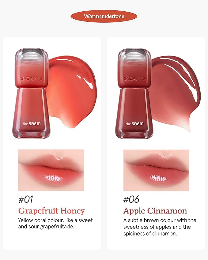 THESAEM Saemmy's Ade Shot Tint (01, 06) - Korean Lip Titnt, Water Gel Lip Stain with Plump Glowy Moisturizing Finish, Buildable Radiant Gloss, Long-Lasting Comfort, 0.1 fl.oz.-VivaGrace Women