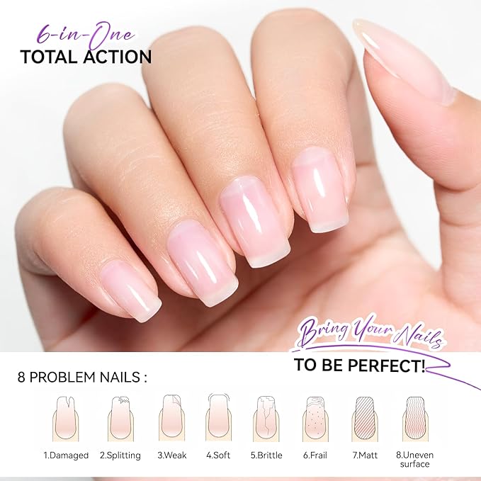 gelike ec Clear Nail Polish Strengthener and Growth: 15ml Natural Nail Hardener Extra Strong and Growth - Long Lasting Repair for Damaged Nails - Growth Oil for Daily Work Home Salon Gift