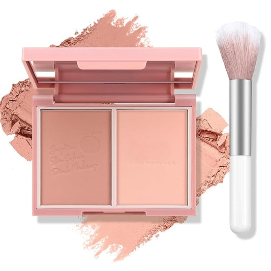 Boobeen Highlighter Contour Makeup Palette Face Matte Bronzer Powder, Compact Contouring Blush for Cheeks, Natural Long Lasting with Brush-VivaGrace Women