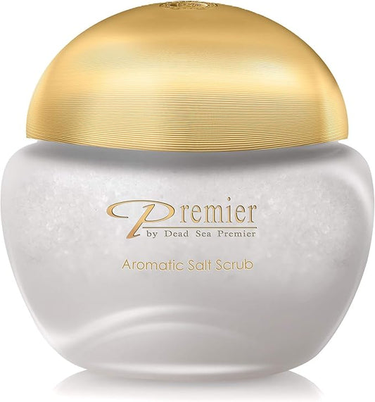 Premier Dead Sea Aromatic Salt Scrub, body scrub, bath salts infused with essential oils, jojoba oil, vitamin e oil, Exfoliates and Moisturizes smooth soft skin Hands, Feet & Body EXOTIC SCENT 10.5oz-VivaGrace Women