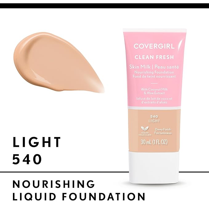 COVERGIRL, Clean Fresh Skin Milk Foundation, Light, 1 Fl Oz (Pack of 1) (packaging may vary)-VivaGrace Women