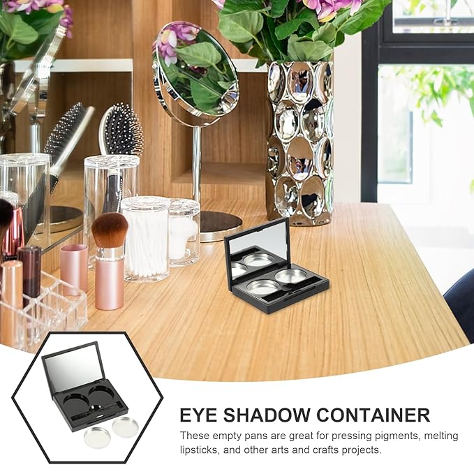 Empty Magnetic Eyeshadow Makeup Palette with 2Pcs Round Metal Pans,Magnetic Makeup Palette, Empty Makeup Palette,Aluminum Blush Empty Magnetic Eyeshadow Case,Customizable Beauty Organizer