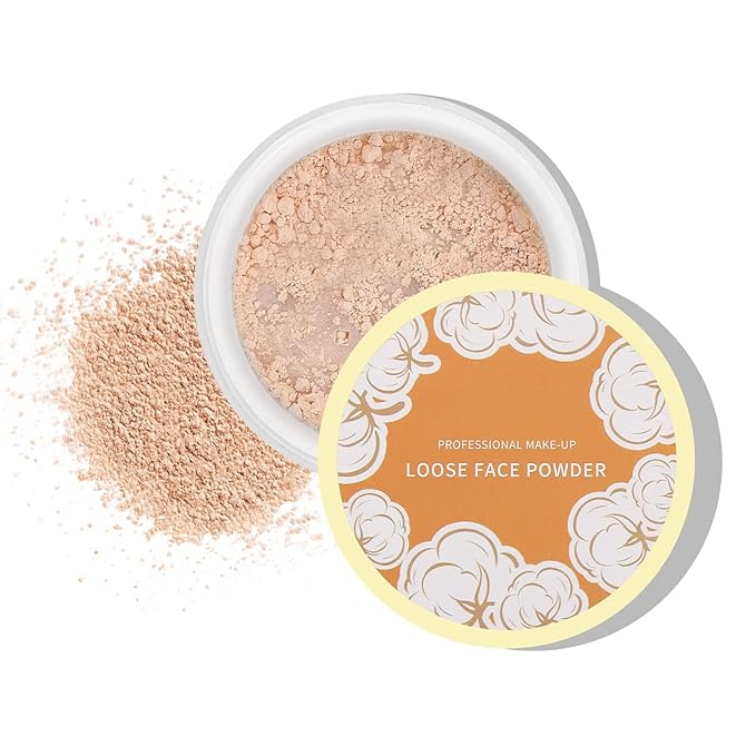 Boobeen Loose Face Powder Translucent Setting Powder Oil Control Loose Powder, Soft Focus Effect Makeup Loose Setting Powder, Lightweight Shine Control Matte Finishing, with Puff-VivaGrace Women
