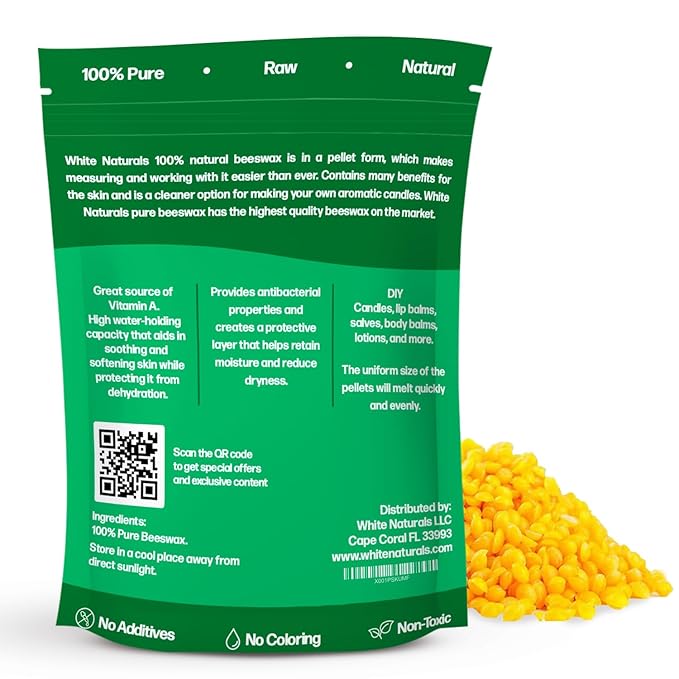 Yellow Beeswax Pellets 1lb (16oz), Pure, Natural, Cosmetic Grade, Organic, Bees Wax Pastilles, Triple Filtered, Great For Candle Making, Soap, Food Wrap, DIY Lip Balms, Lotions-VivaGrace Women