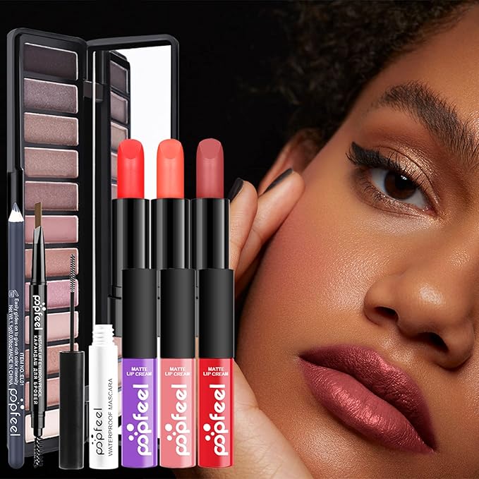 All-in-one Makeup Set Holiday Gift | Full Makeup Kit for Women Essential Starter Bundle Include Eyeshadow Palette Lipstick Blush Cream Concealer Face Powder Eyeliner Mascara Lipgloss Brush-VivaGrace Women