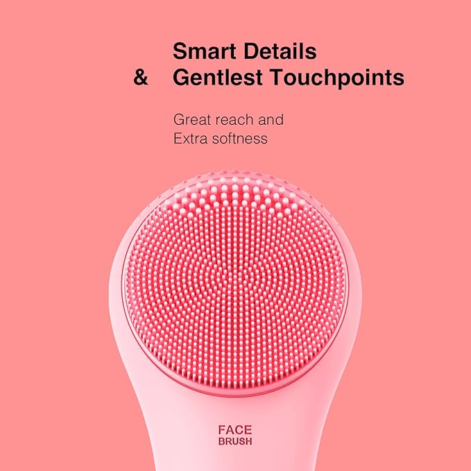 NågraCoola CLIE Facial Cleansing Brush, Waterproof and Rechargeable Electric Face Scrubber for Men & Women, Exfoliating, Massaging, and Cleansing - Pink-VivaGrace Women