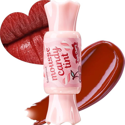 THESAEM Saemmul Mousse Candy Tint #7 Dark Cherry Mousse - High Pigment Matte Finish Long Lasting Lip Stain with Honey Extracts to Hydrate Lips - Weightless & Smudge-Proof, 0.3 fl.oz.-VivaGrace Women