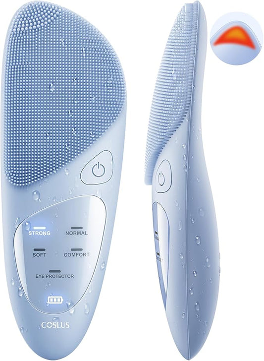 COSLUS Facial Cleansing Brush Silicone Face Scrubber: IPX7 Waterproof Rechargeable Face Wash Brush, 4 Cleansing Modes, Electric Face Brush for Cleaning, Exfoliating, Massaging-VivaGrace Women