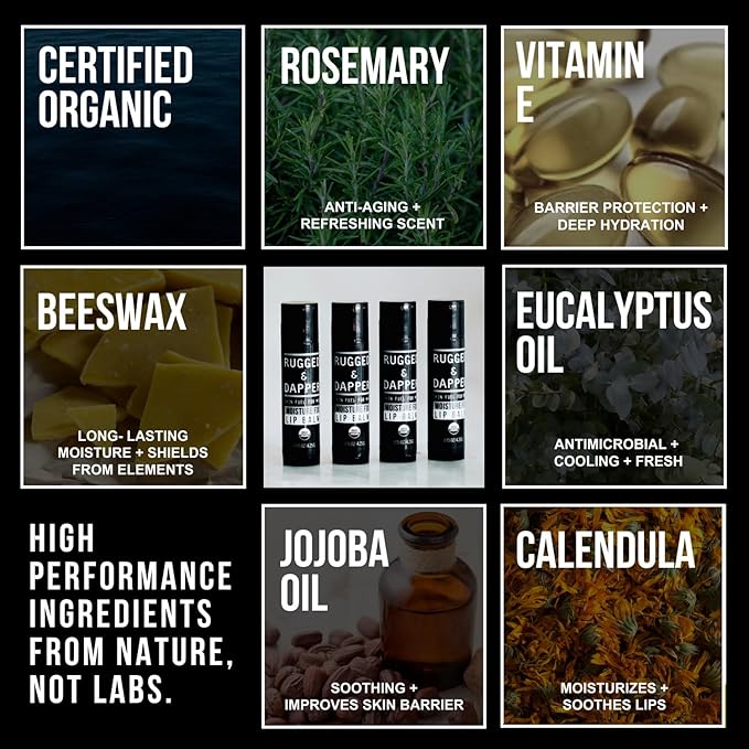 Organic Lip Balm for Men, Mens Chapstick Organic, Mens Lip Balm, Natural Chapstick for Men, Organic Chapstick Mint Lip Balm, Peppermint Lip Balm, All Natural Men's Lip Balm Chap Stick, Lip Therapy-VivaGrace Women