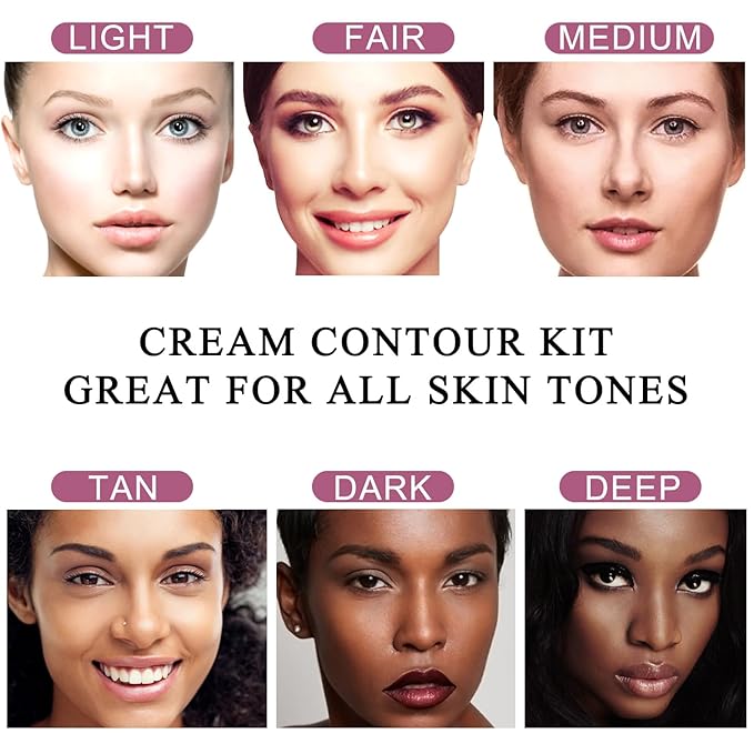Youngfocus Cosmetics Cream Contour Best 8 Colors Contouring Foundation - Highlighting Makeup Kit/Concealer Palette - Vegan, Cruelty Free and Hypoallergenic - Instruction Manual(Deep Pink)