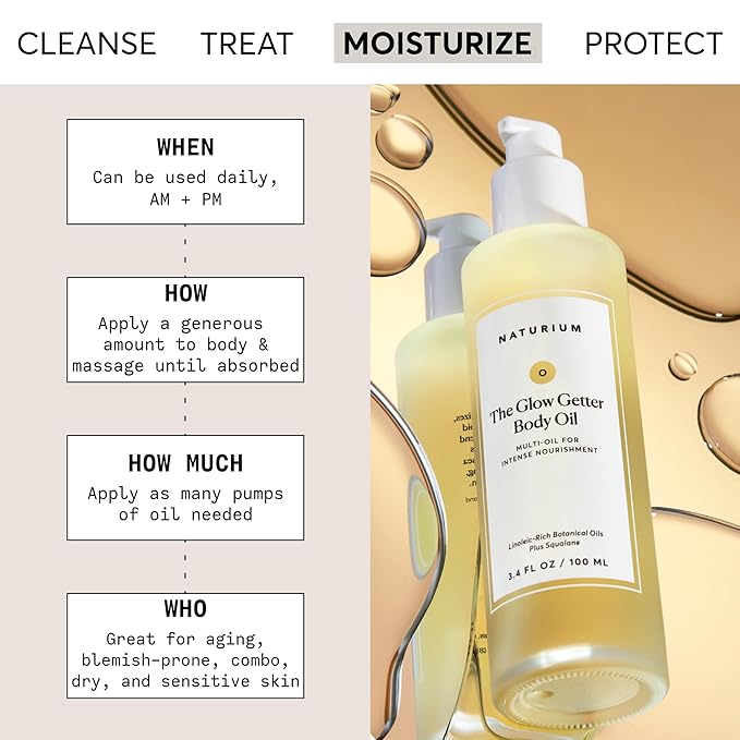 Naturium The Glow Getter Body Oil, Multi-Oil for Intense Nourishment, Hydrating & Moisturizing Formula, Vegan & Cruelty-Free, 3.4 oz-VivaGrace Women