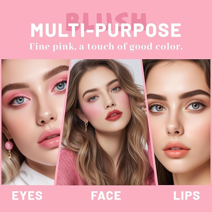 4 Pcs Jelly Blush Stick,Sheer Lip & Cheek Stain Makeup Cooling Water Jelly Tint, Multiple Use Long Lasting Jelly Texture Non-Stick Blush for Cheeks, Pigmented Waterproof Makeup Blush-VivaGrace Women