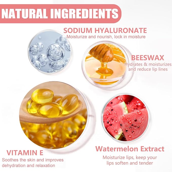 Bee Lip Balm Honey Pot,1Pcs Watermelon Lip Balm Moisturizing Lip Sleeping Mask Hydrating Prevention Dry & Cracked Lip Exfoliator Lip Wrinkle Lip Care Lip Mask Overnight Reduces Lip Line (Watermelon)-VivaGrace Women