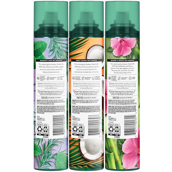 Suave+ Dry Shampoo Spray Variety 3-Pack – Invigorating Rosemary & Mint, Volumizing Bamboo & Hibiscus + Refreshing Sweet Coconut, 4.3 Oz Ea-VivaGrace Women
