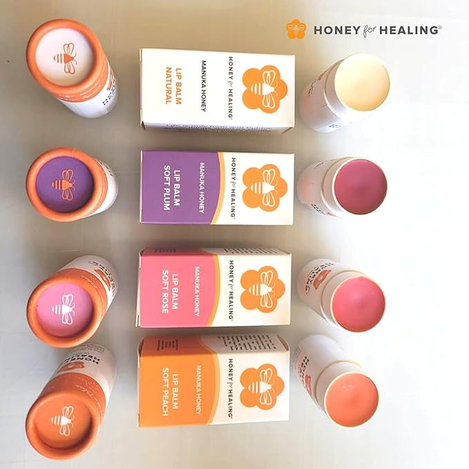 Lip Balm Moisturizer with Manuka Honey 15+ UMF, Coconut Oil, and Castor Oil For Chapped, Cracked, Dry Lips | Protects, Smoothes, and Nourishes your Lips | 0.25 oz / 7 gr (Soft Plum)-VivaGrace Women