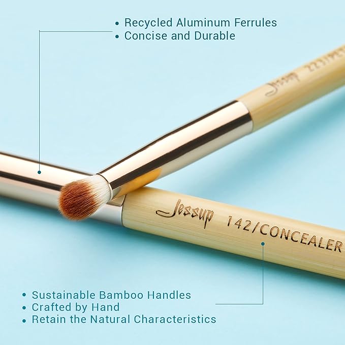 Jessup Eye Makeup Brushes Set, Premium Synthetic Eyeshadow Blending Concealer Eyebrow Eyeliner Brush, 15pcs Labeled Bamboo Make Up Brushes T137-VivaGrace Women