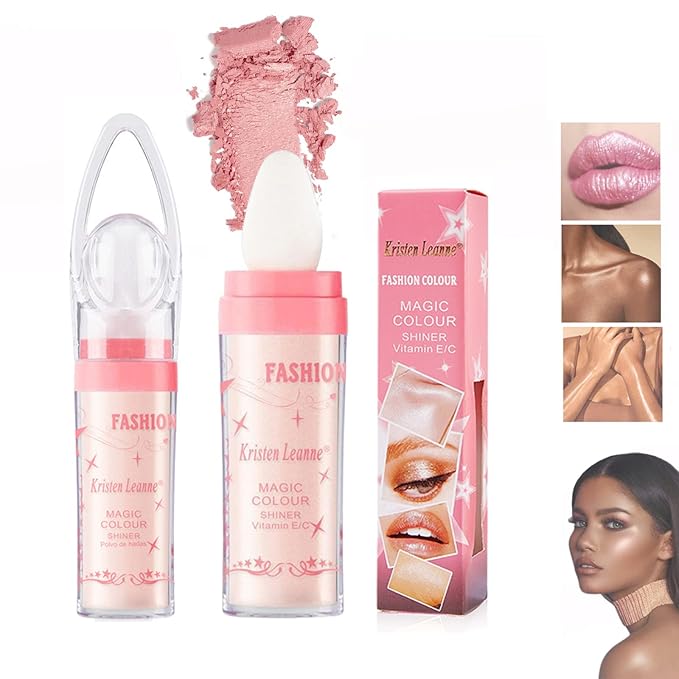 Polvo De Hadas Fairy Highlight Patting Powder Body Brightens the Natural Three-dimensional Patting Powder Blusher (02# Fairy Pink)-VivaGrace Women