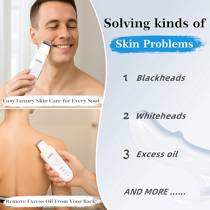 GUGUG Skin Scrubber Face Spatula Skin Spatula Pore Cleaner Blackhead Remover Tools for Facial Deep Cleansing-4 Modes -White-VivaGrace Women