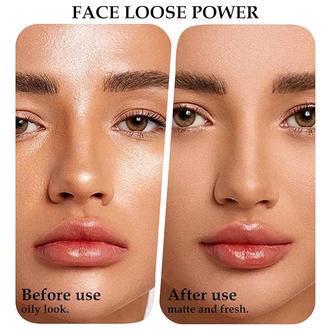 Boobeen Loose Face Powder Translucent Setting Powder Oil Control Loose Powder, Soft Focus Effect Makeup Loose Setting Powder, Lightweight Shine Control Matte Finishing, with Puff-VivaGrace Women