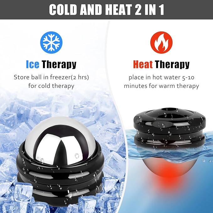 Stainless Steel Massage Roller Ball - Ice Therapy for Muscle Pain Relief, Sore Muscles, and Tension Alleviation Cold & Hot Therapy for Back, Shoulders, Legs, and Calves Myofascial Release Tool-VivaGrace Women