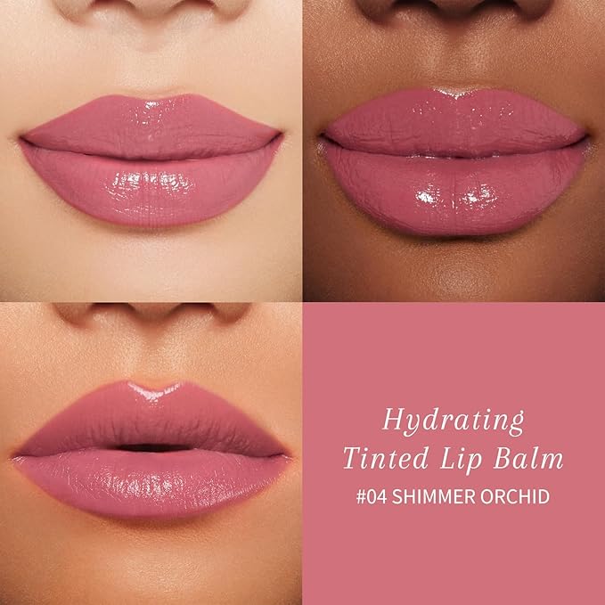 Tinted Lip Balm Plumper, Glossy, Pump Lips, Lightweight, Moisturize & Tint with Jojoba Seed Oil, Vegan Lip Balm Lip Care Present, Shimmer Orchid-VivaGrace Women