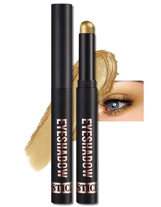 Erinde Shimmer Cream Eyeshadow Stick, Long Lasting Metallic Eye Shadow Sticks, Waterproof Creamy Glitter Eyeshadow Pencil, High Pigmented Blendable Neutral Eye Makeup, 13 Warm Gold Shimmer-VivaGrace Women